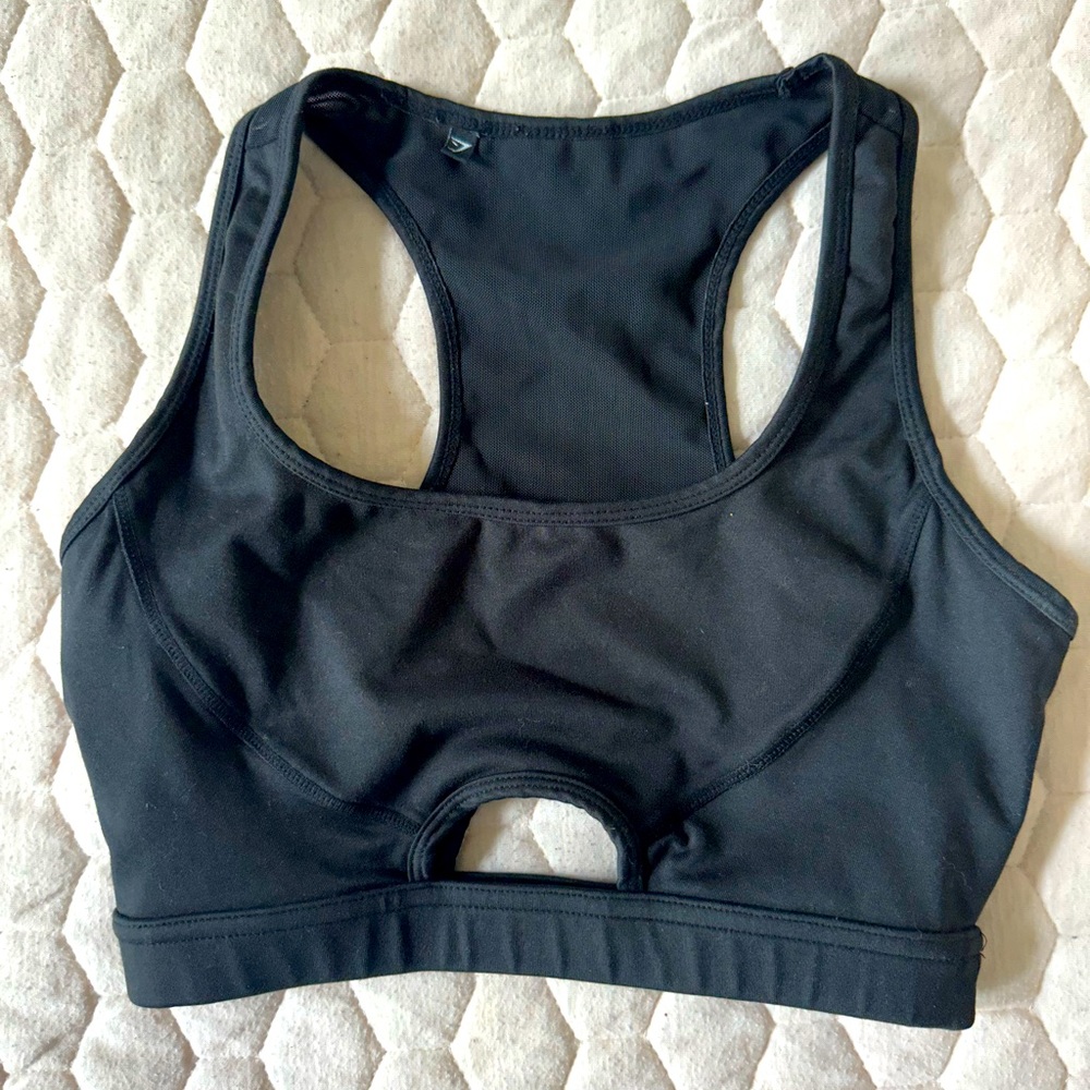 Gymshark sports bra black with mesh back size S
